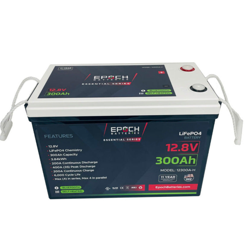 12V 300Ah Essential Series - Bluetooth & Heated LiFePO4 Battery by Epoch Batteries
