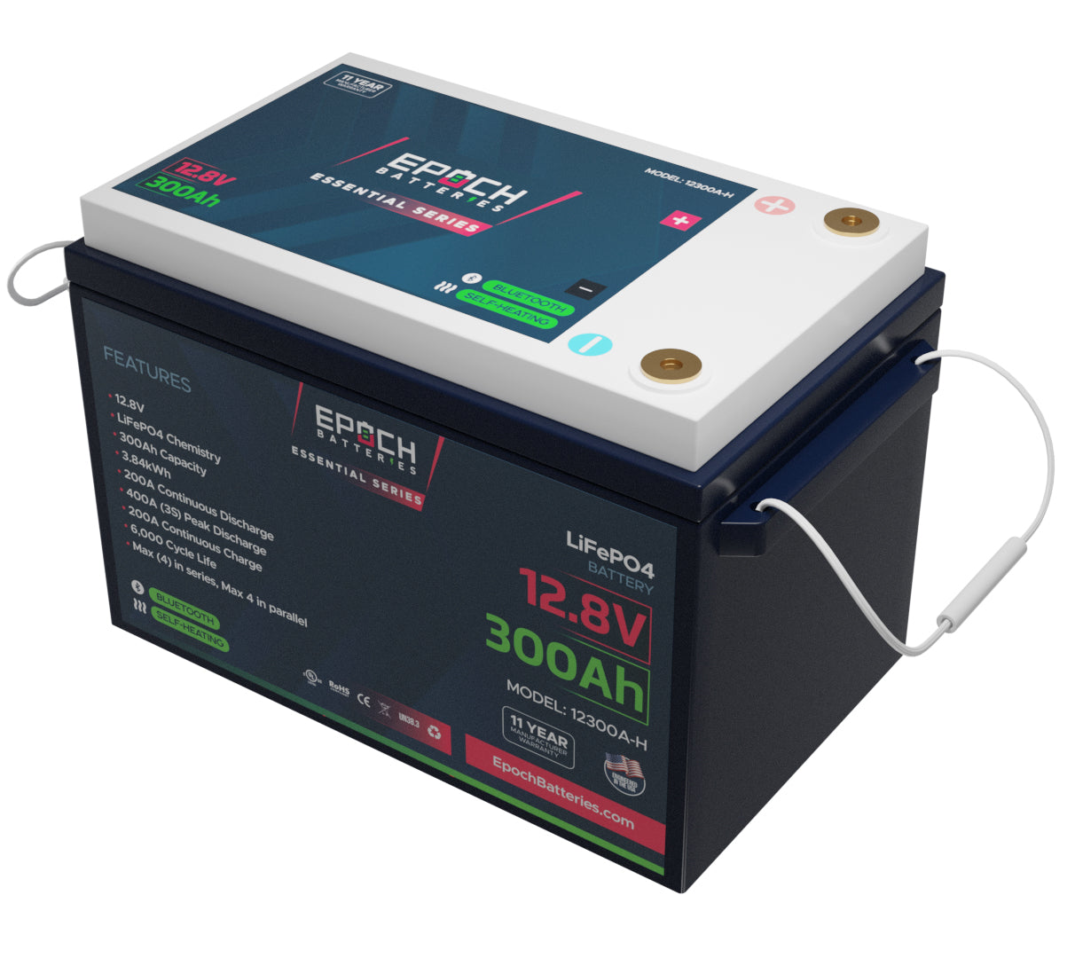 12V 300Ah Essential Series - Bluetooth & Heated LiFePO4 Battery by Epoch Batteries
