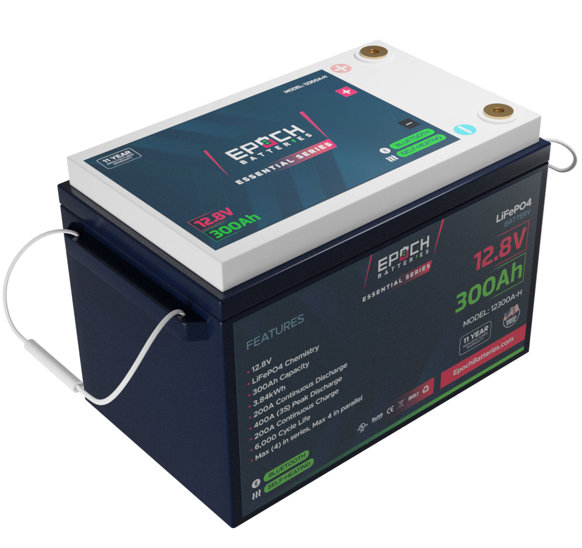 12V 300Ah Essential Series - Bluetooth & Heated LiFePO4 Battery by Epoch Batteries
