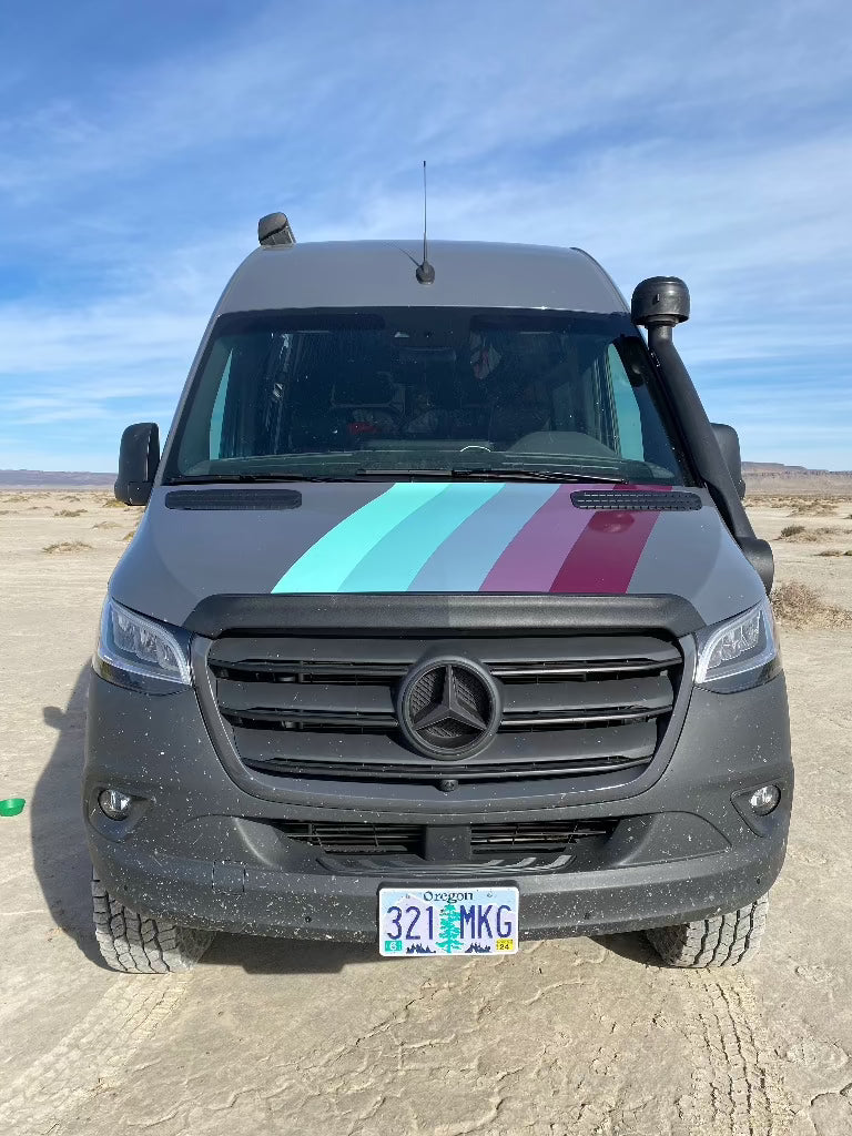 Terrawagen Aero Hood Spoiler for Tiffin Open Trail - installed - front of van pictured