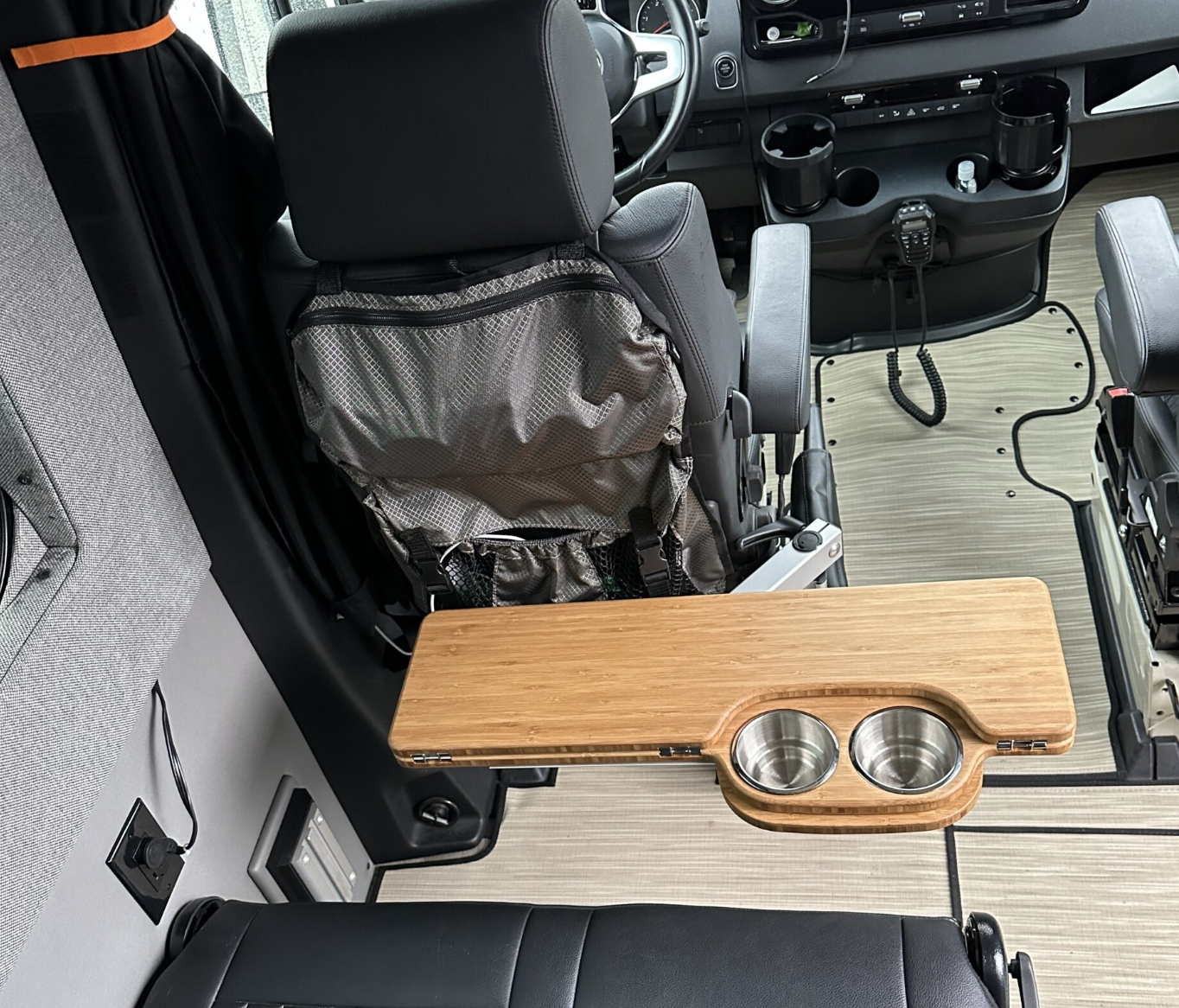 THE JENNA 2.0 (Natural) - Folding Bamboo Table Replacement w/Large Cup  Holders - Canyon Adventure Vans
