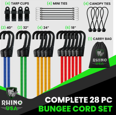 28 Piece Bungee Cord Set by Rhino USA