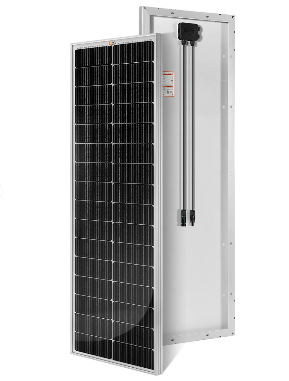 Mega 100 Slim | 100 Watt Slim Solar Panel | Compact 12V Off-Grid Narrow Solar Panel by Rich Solar