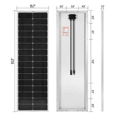 Mega 100 Slim | 100 Watt Slim Solar Panel | Compact 12V Off-Grid Narrow Solar Panel by Rich Solar