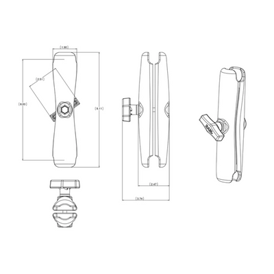 RAM® Long Double Socket Arm for 1.5" Ball - C Size Ball