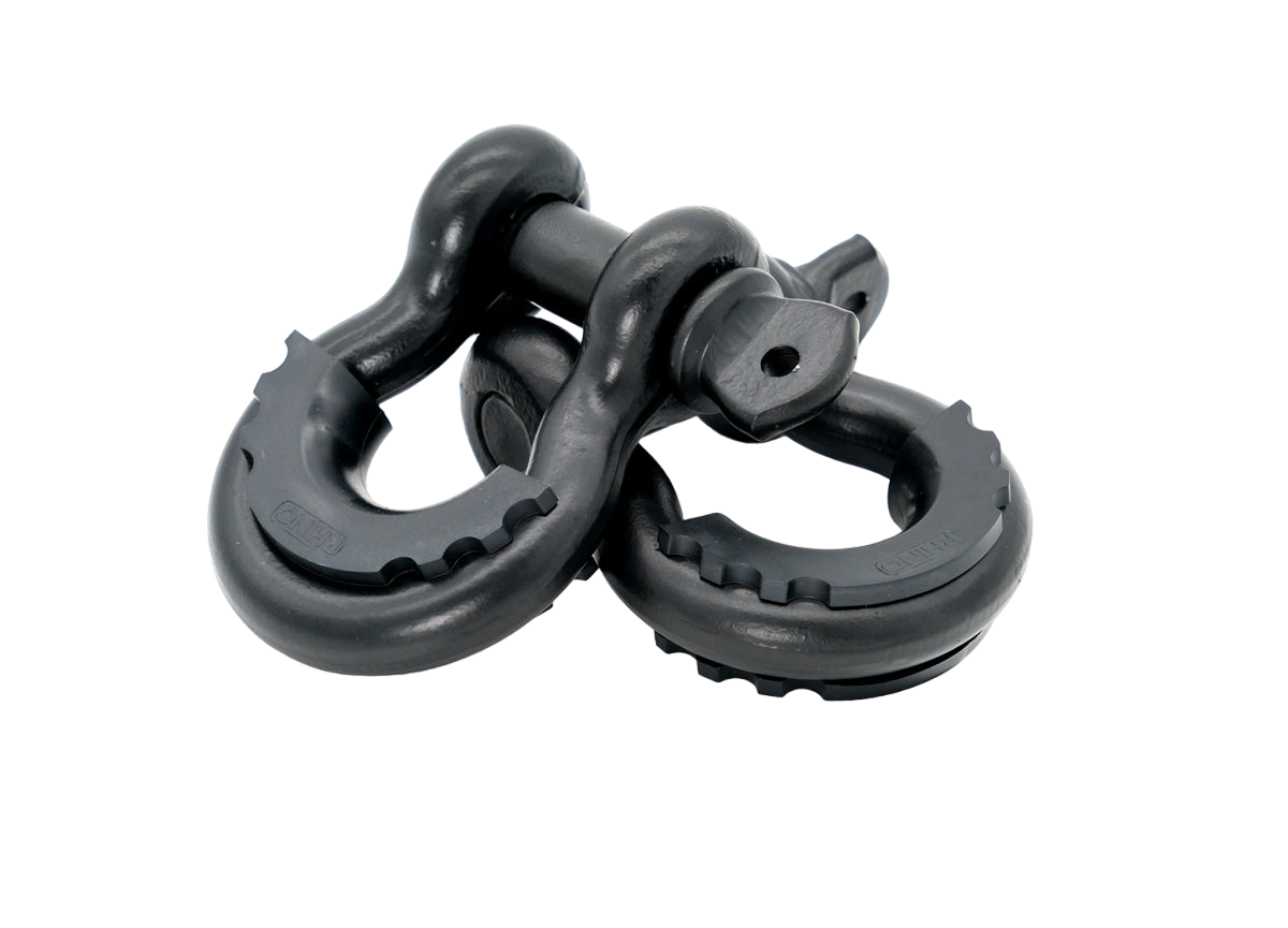 3/4" D-Ring Matte Black Shackle Set (2-Pack) by Rhino USA