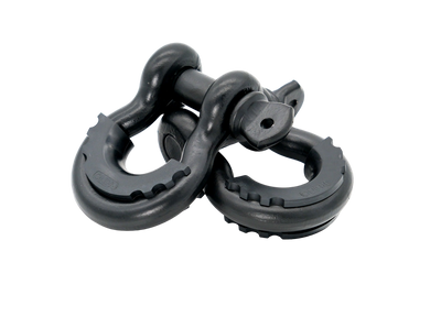 3/4" D-Ring Matte Black Shackle Set (2-Pack) by Rhino USA