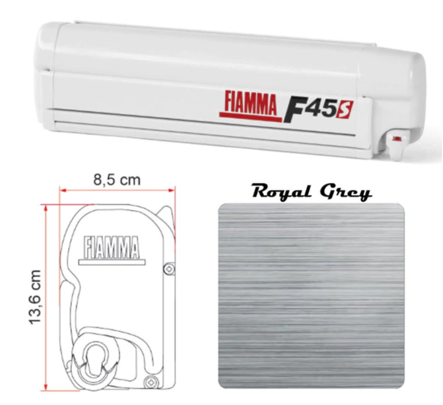 F45S Wall/Rack Mount Awning - Royal Grey Fabric by Fiamma