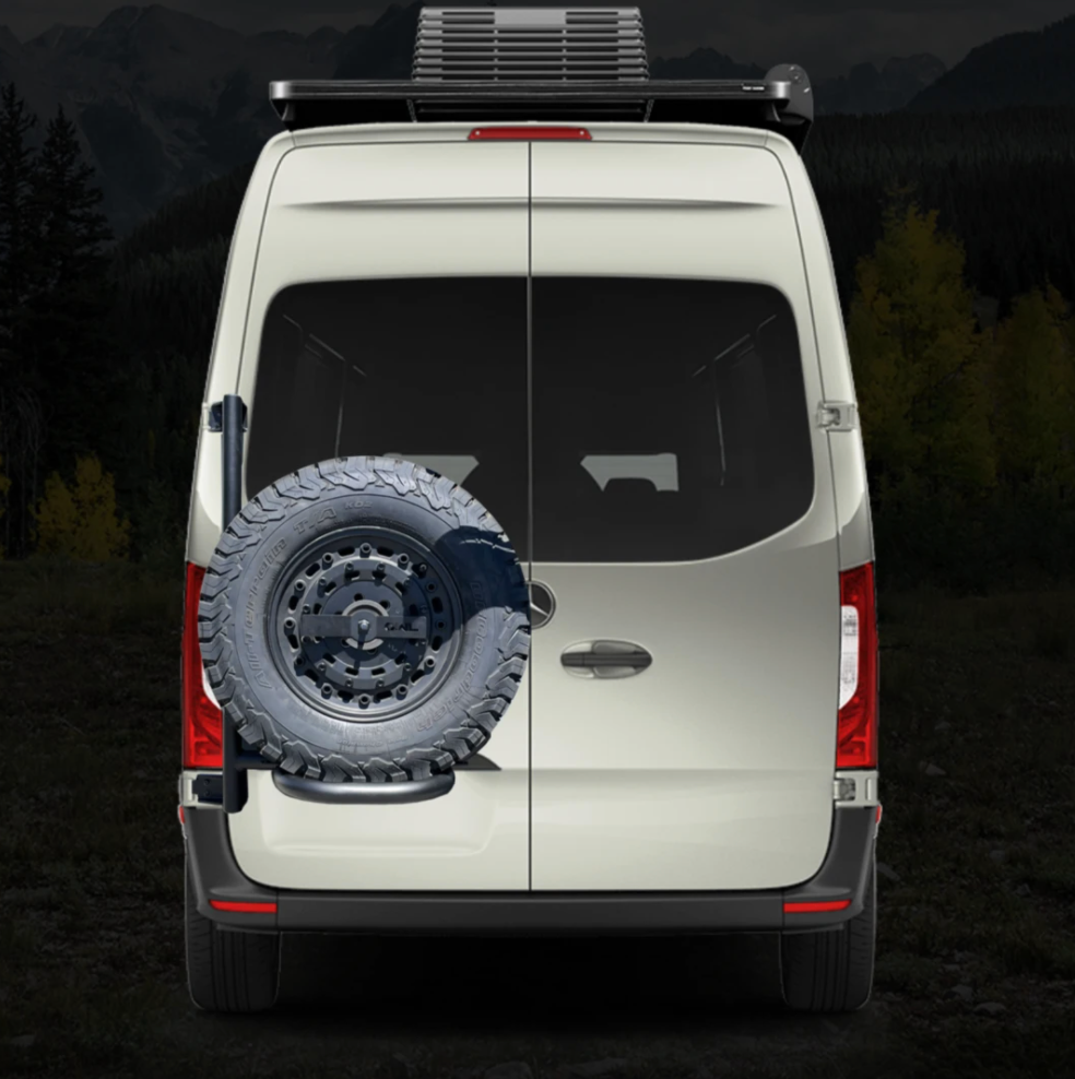 Aluminum Expedition Tire Carrier Mercedes Sprinter 2019+ by Owl Vans