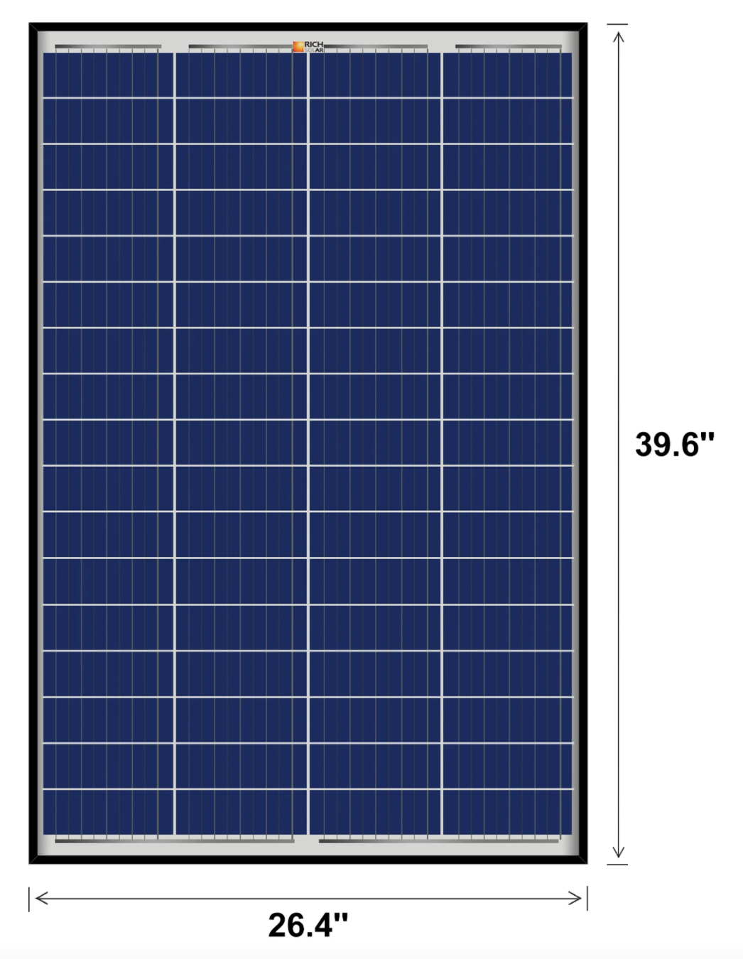 Mega 100 Watt Poly Solar Panel Black Frame by Rich Solar