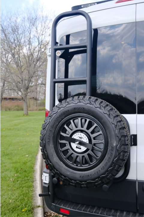 Tire Carrier Ladder Combo (Ford Transit) by Rover Vans