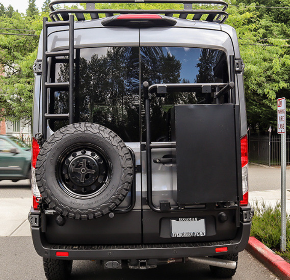 Rear Door Ladder/Tire/Box Combo - Ford Transit 2015-2023 by Aluminess