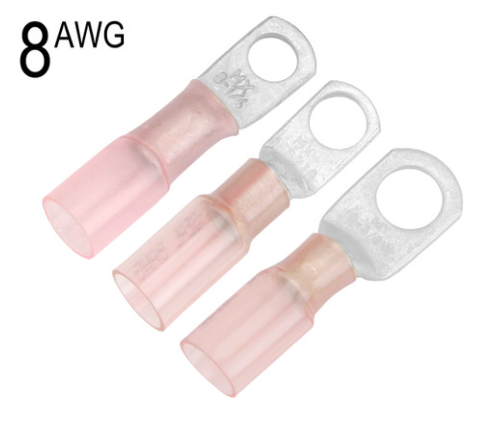 8 AWG Heat Shrink Ring Terminal - Pink