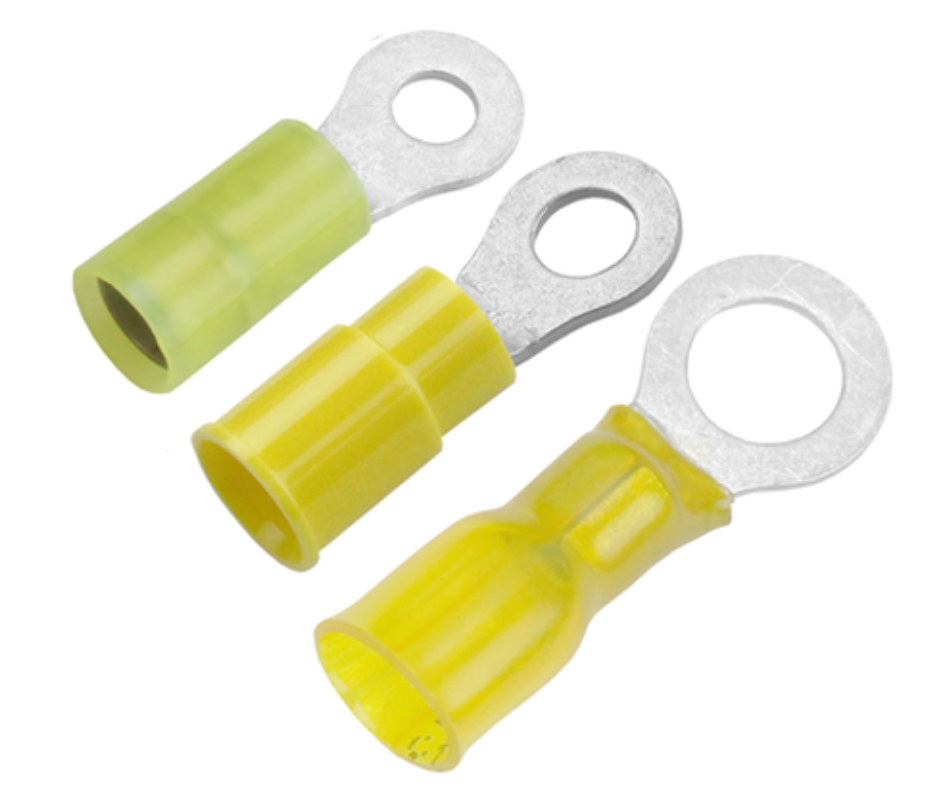 12 AWG - 10 AWG Heat Shrink Ring Terminals - Yellow