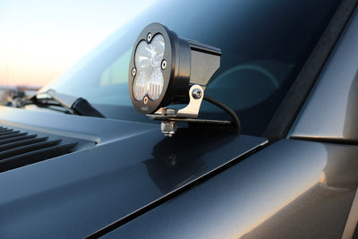 Van Compass Mercedes sprinter LED hoodline light pod mount installed