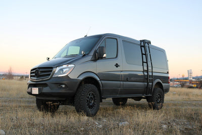 NCV3 Low-Roof Mercedes Sprinter Camper Van with Van Compass Hoodline Light Pod Mounts installed