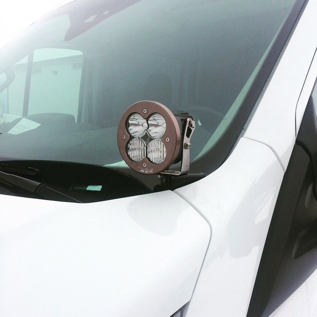 Van Compass Ford Transit Hoodline Light Pod Mount installed
