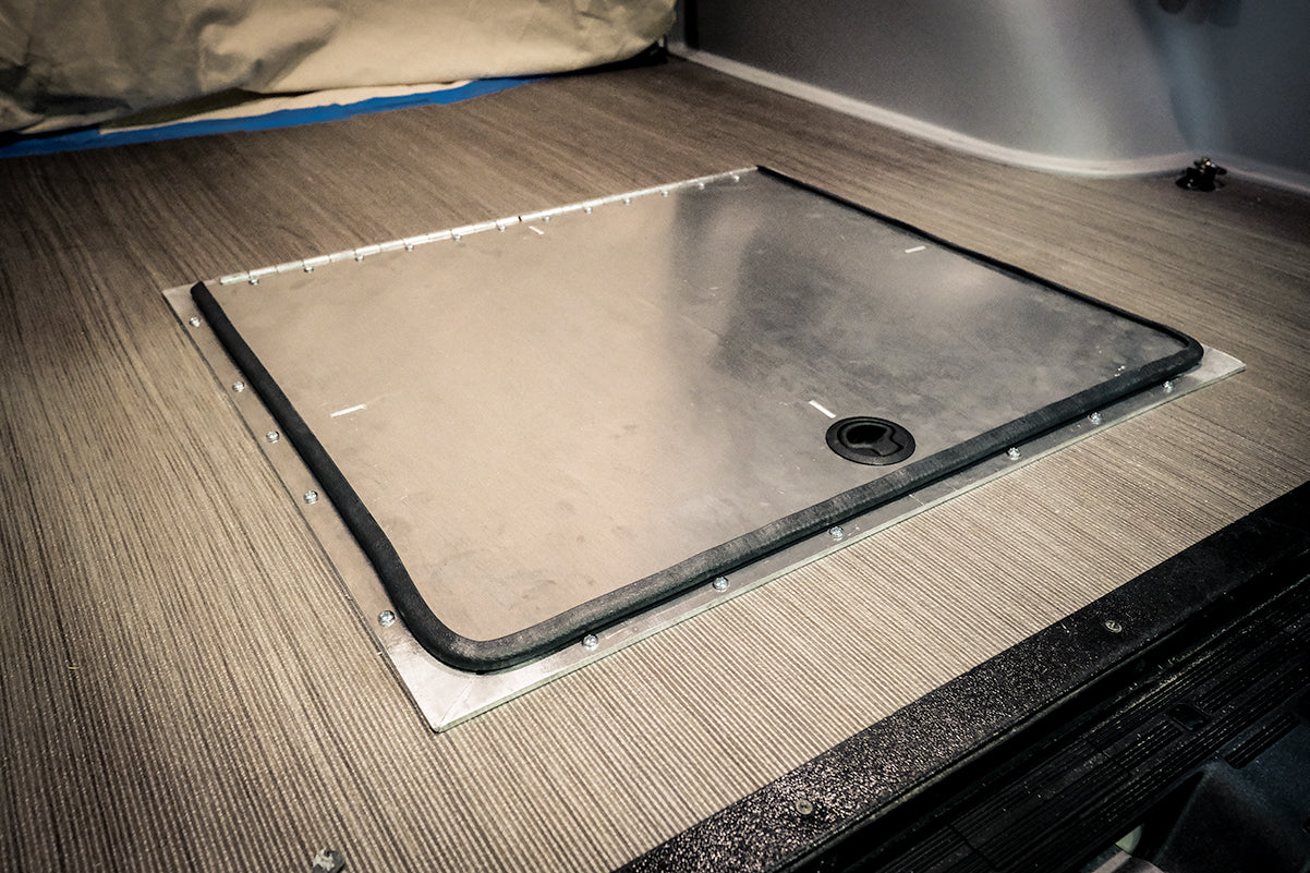 Van Compass Rear Storage Trunk installed in rear of Mercedes Sprinter.