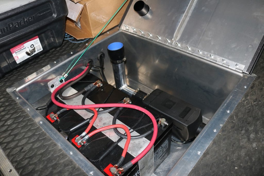 Van Compass Rear Storage Trunk housing Mercedes sprinter camper van batteries and diesel heater