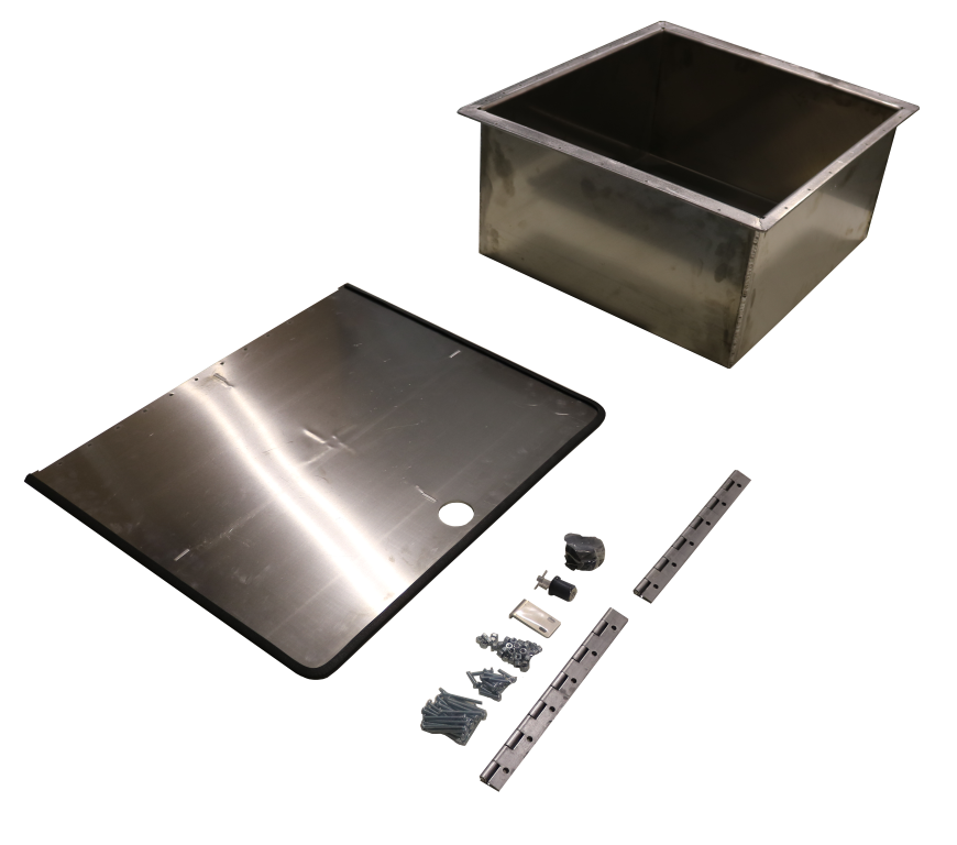 Van Compass Rear Storage Trunk items included. Box, lid, seal, hinges, and hardware.